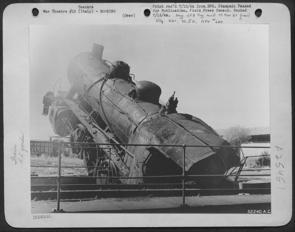 Railway yards bombed at Pescara
