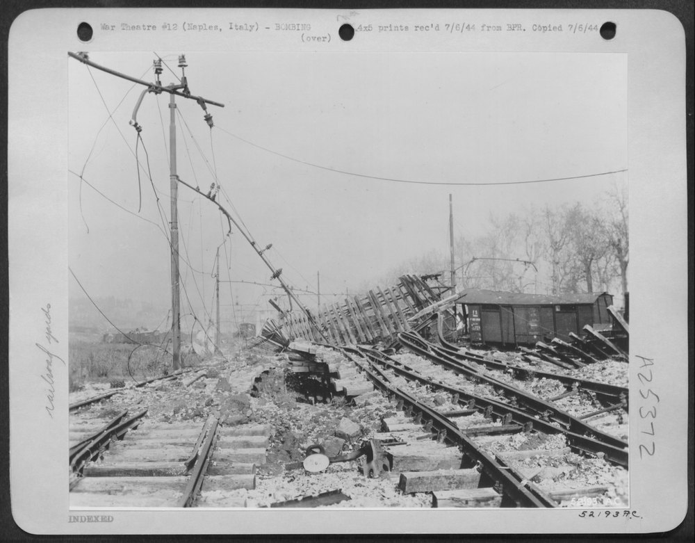 Railway yards damaged at Air Force Depot