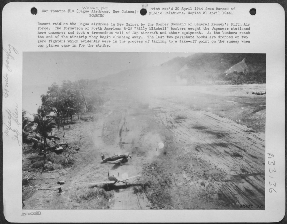 Recent raid on the Dagua airdrome in New Guinea by the Bomber Command