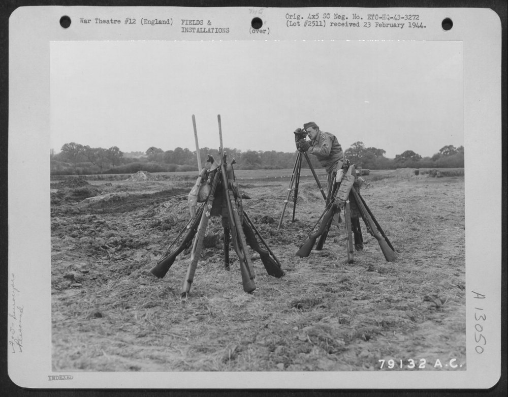 S/Sgt Mayewski surveys wheatfield near Bournemouth