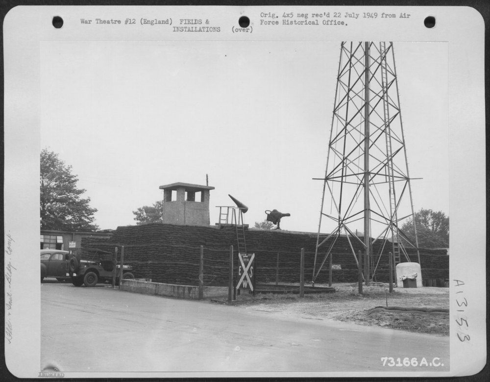 Sand-bagged building at Camp Griffiss