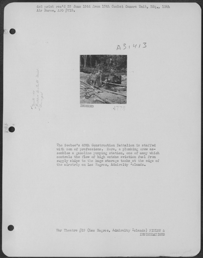 Seebee's 40th Construction Battalion assembles pumping station