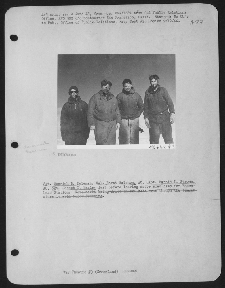 Sergeant Henrich Doleman, Colonel Bernt Balchen, Ac, Captain Harold L