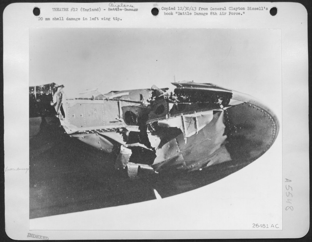 Shell damage in wing tip