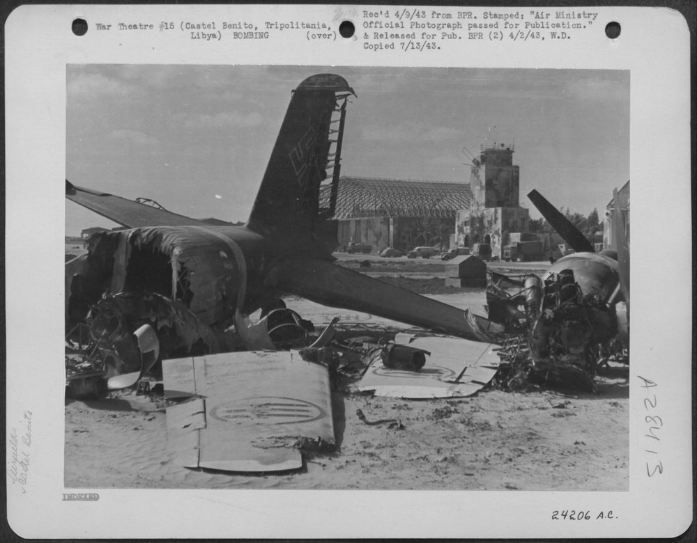 Smashed Nazi aircraft at Castel Benito