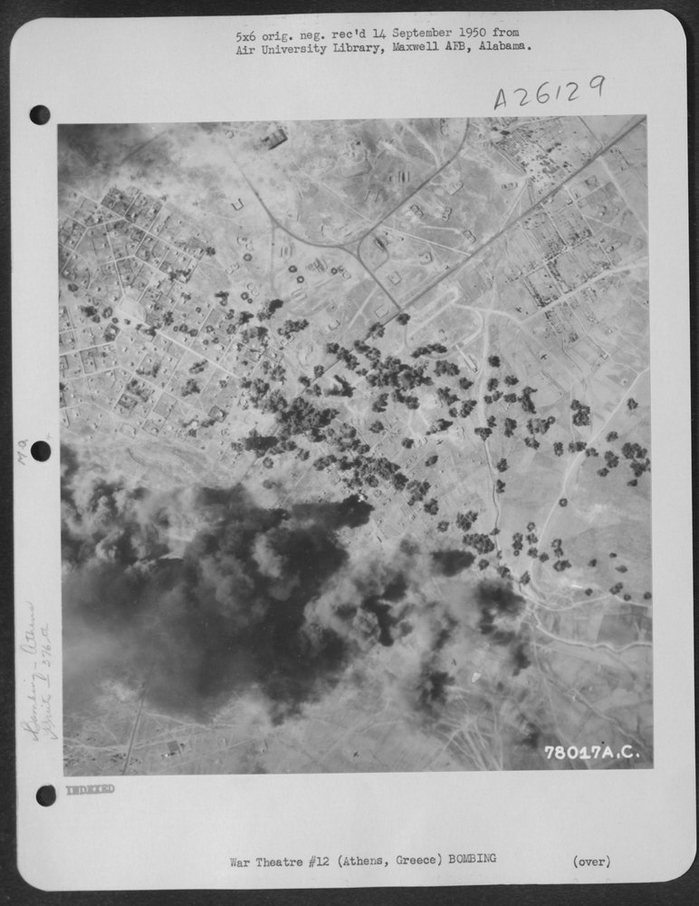 Smoke Rises from Kalamaki Airdrome, Athens, Greece