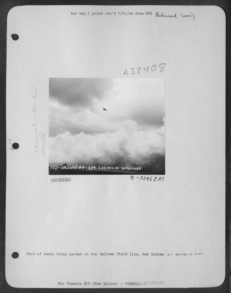 Smoke spread by P-47 on Bellows Field line