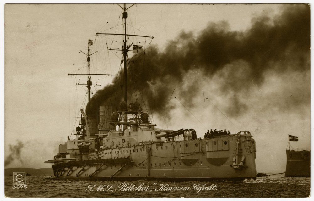 SMS Blücher, cleared for action