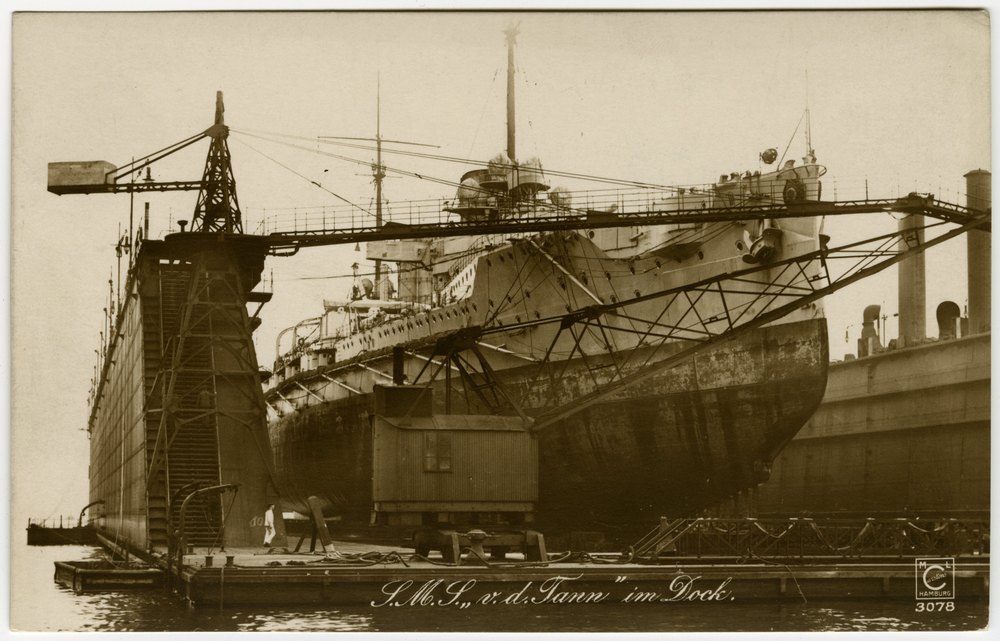 SMS Von der Tann in dry dock
