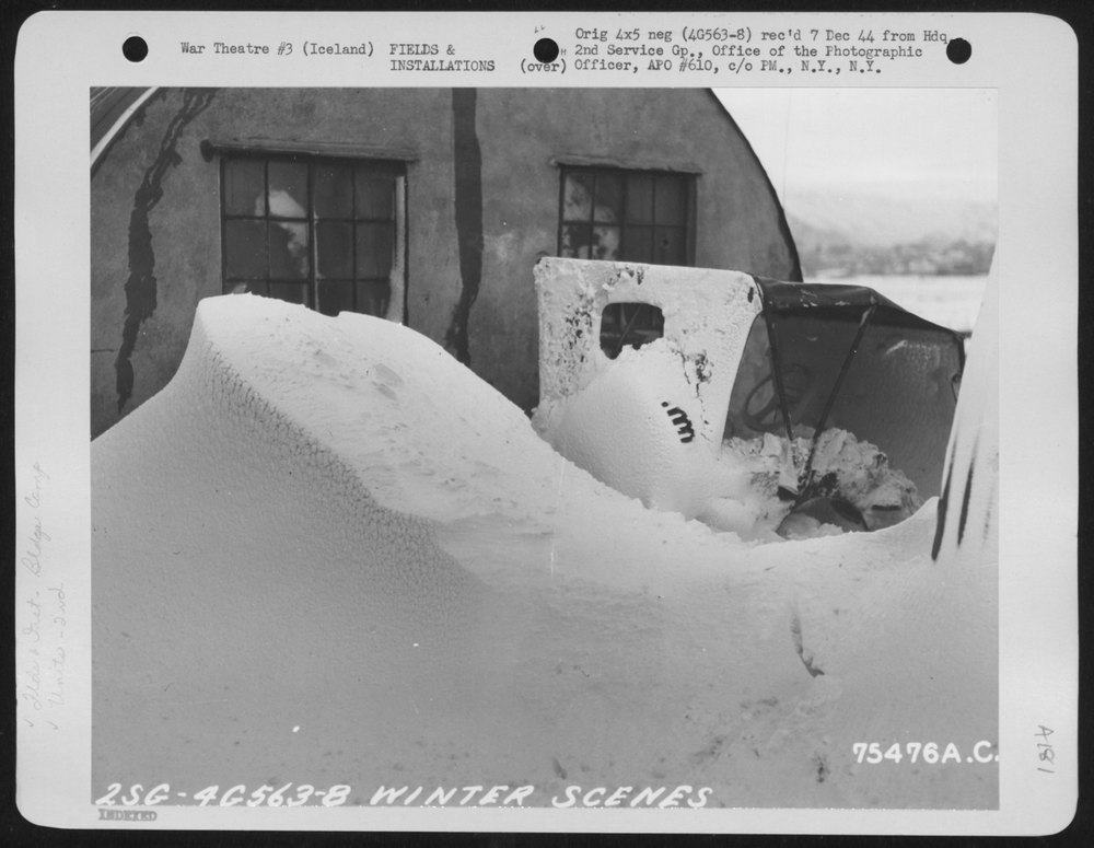 Snow drift around jeeb in Iceland