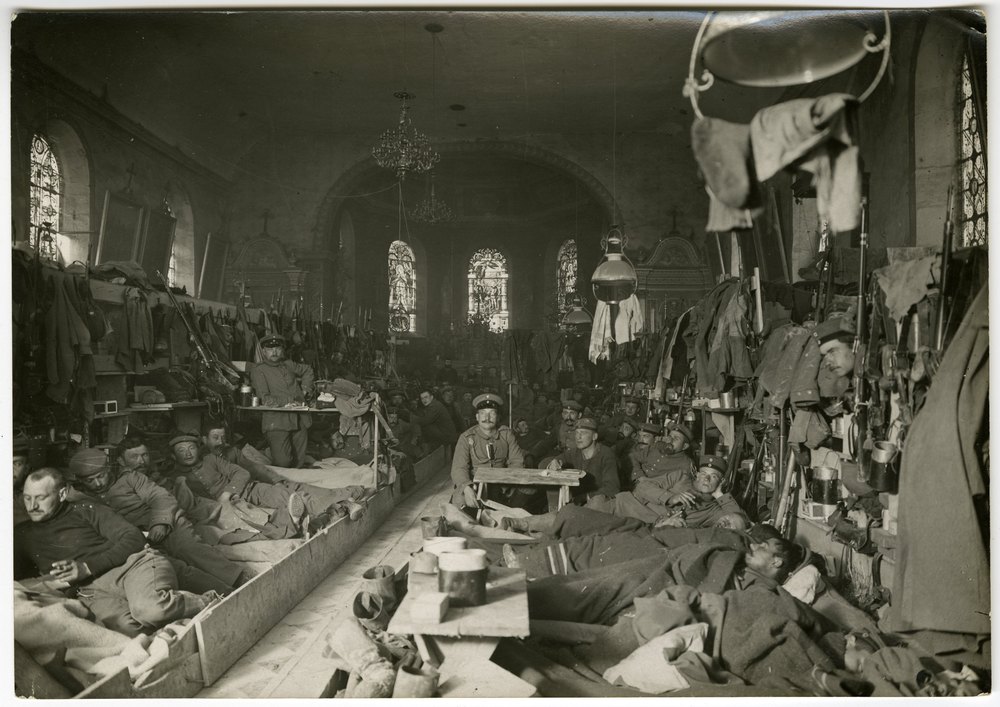Soldiers in church interior