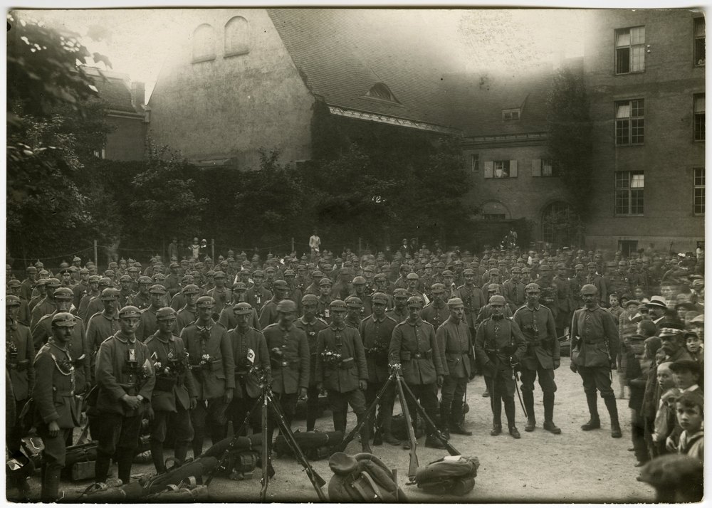 Soldiers in formation before departure