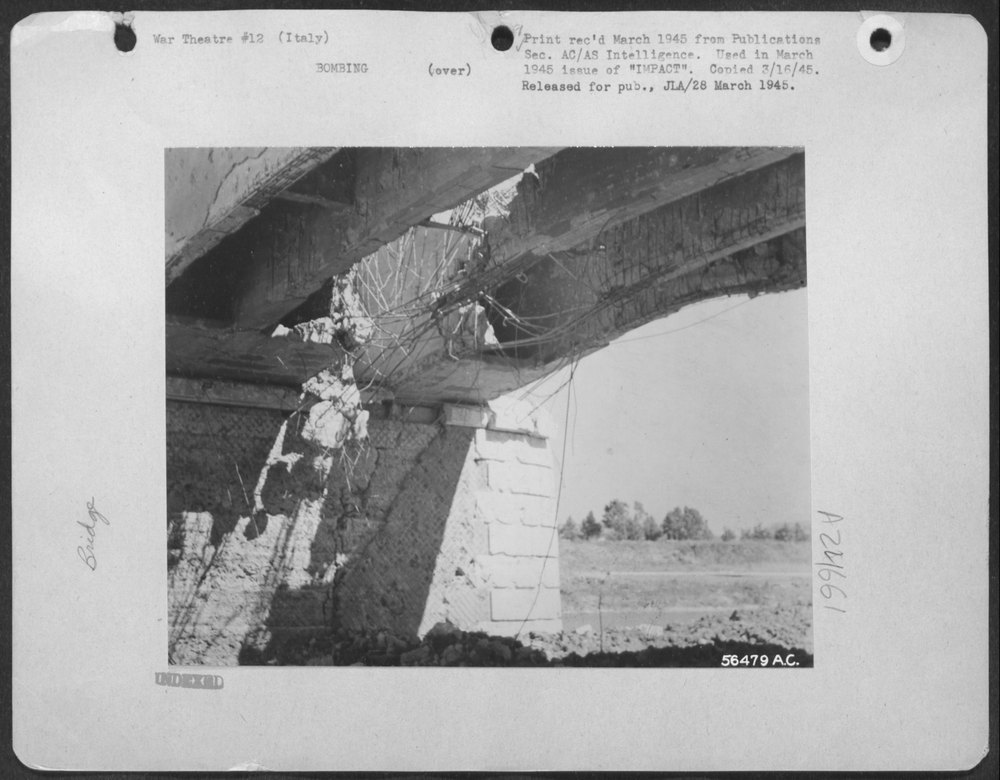 Span of Highway Bridge near Rome, Italy, was perforated but not