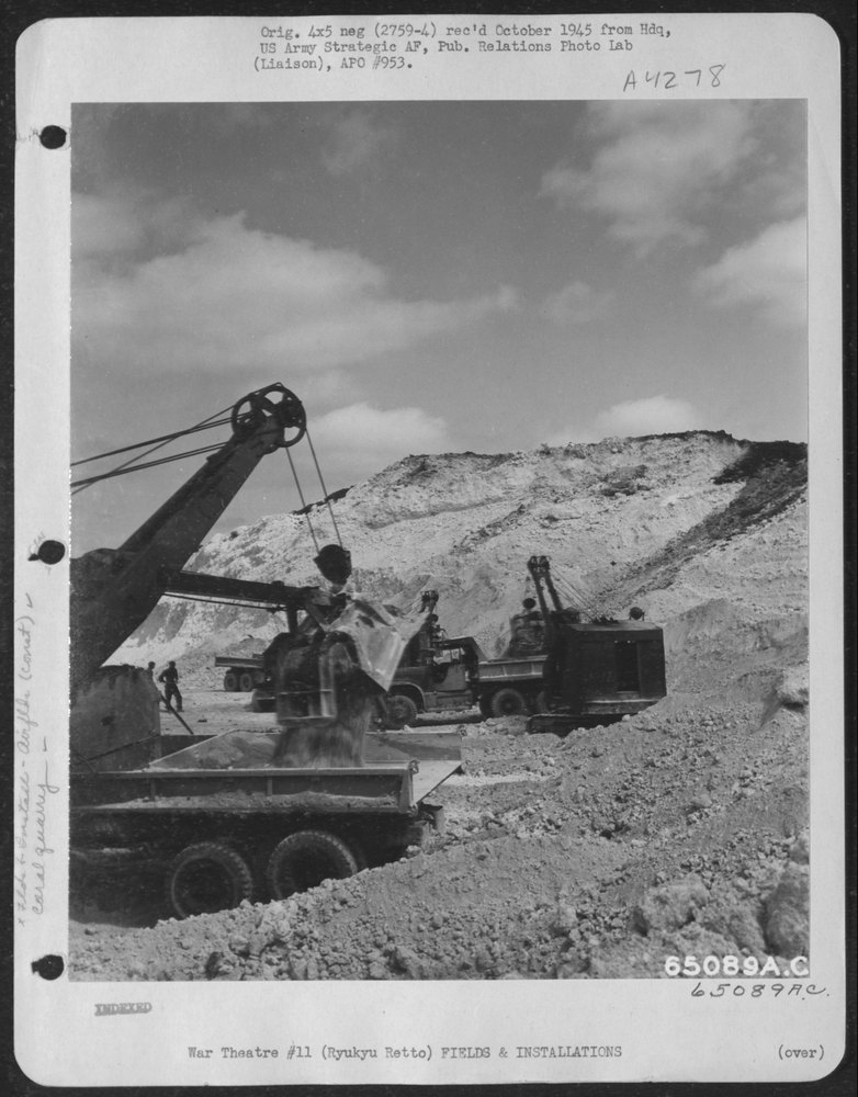 Steam Shovels At Ryukyu Retto Quarry