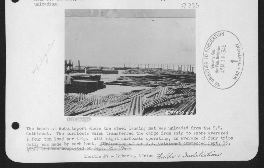 Steel landing mat at Robertsport