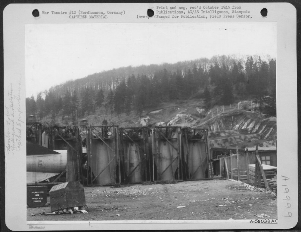Tail Sections for V-1 Bombs Stored Outside the Underground Factory