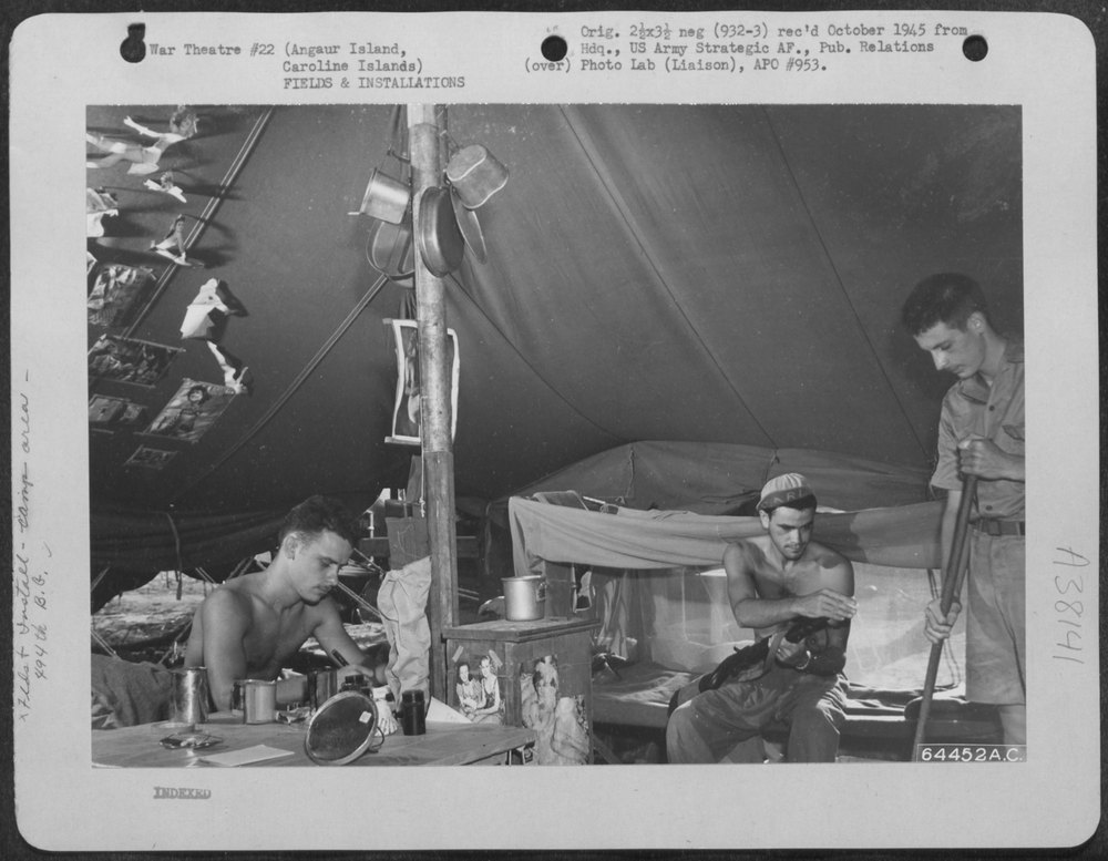 Tent in 494th Bomb Group camp on Angaur Island