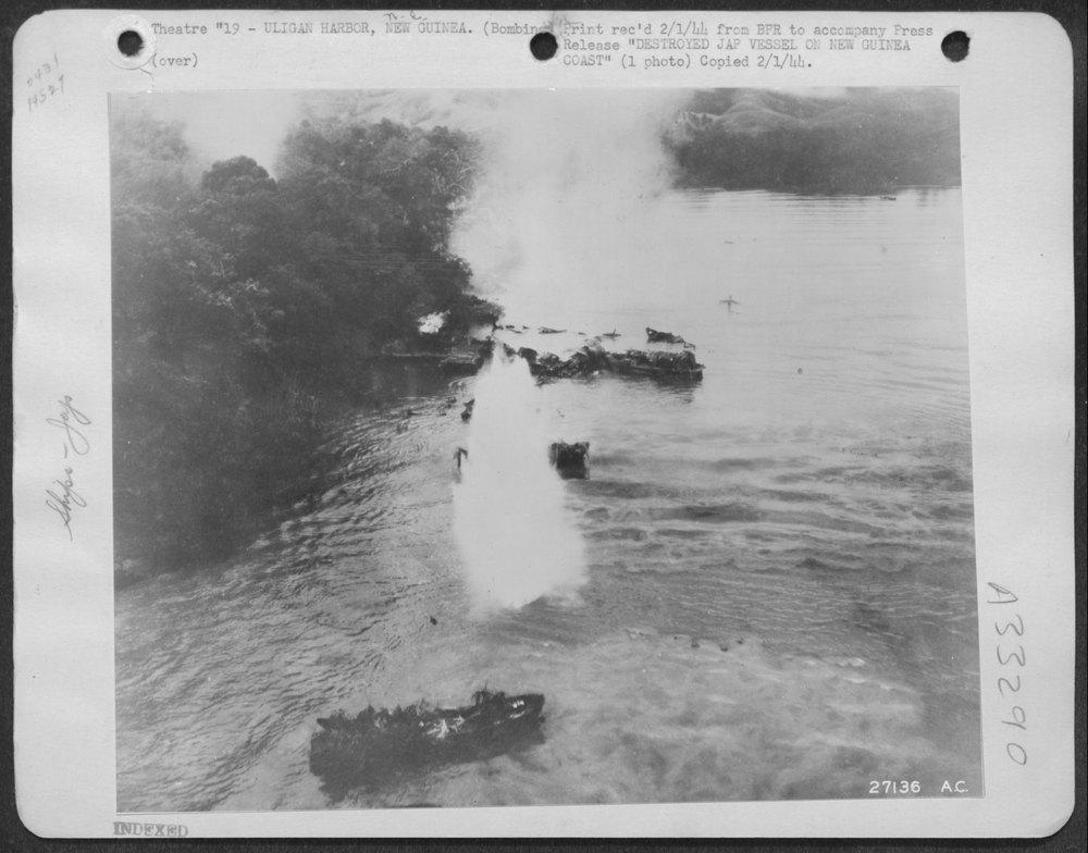 The sunken barges are Jap vessels, which were trying to land supplies