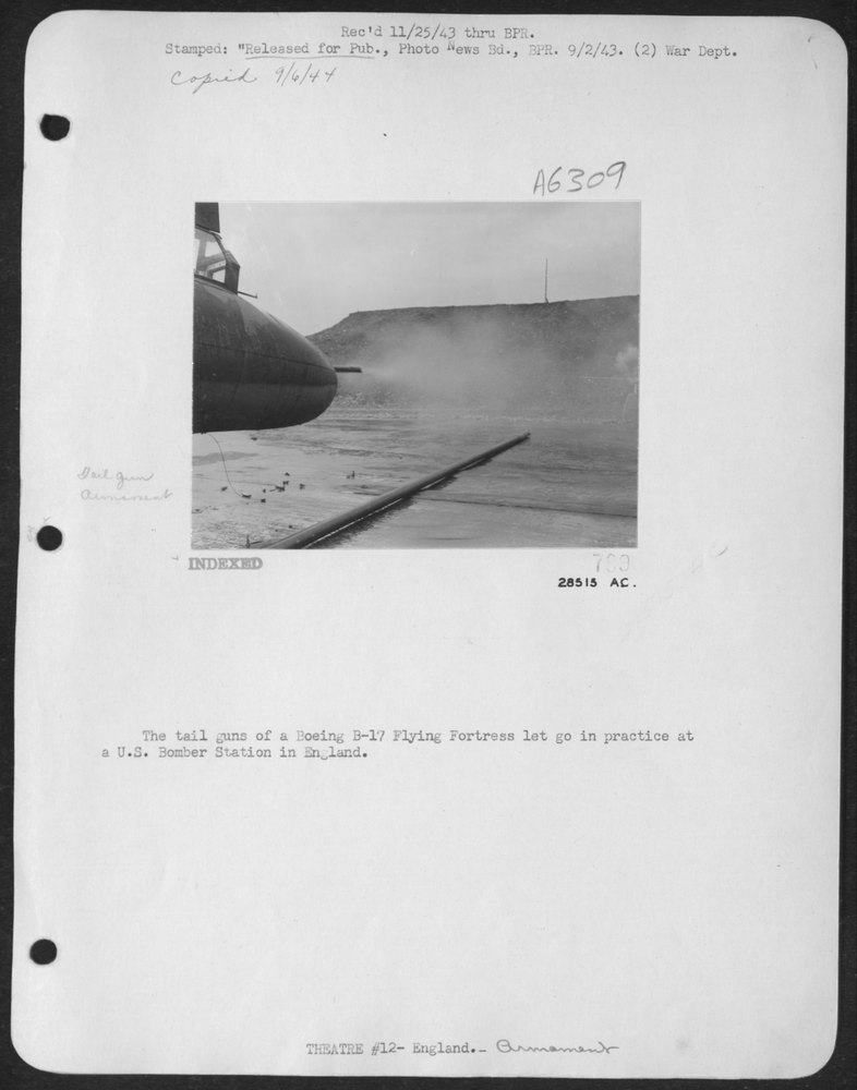 The Tail Guns of a Boeing B-17 Flying Fortress Let Go in Practice