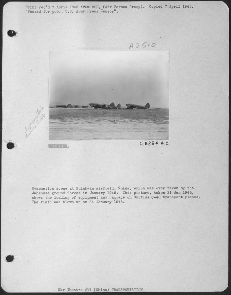This picture, taken 21 January 1945, shows the loading of equipment