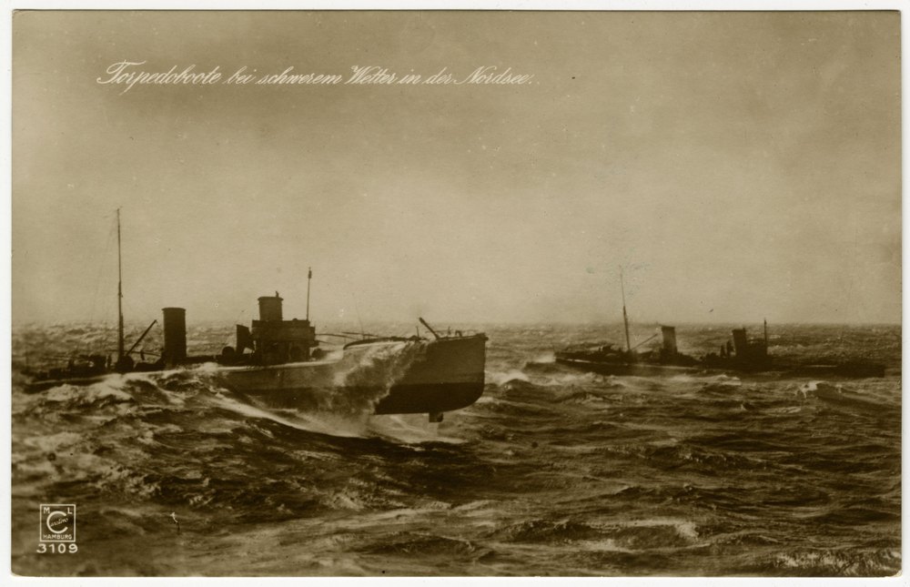 Torpedo boats in heavy weather in the North Sea