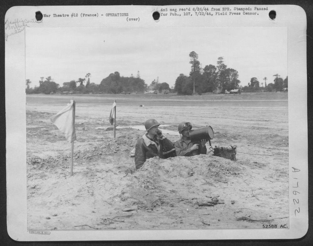 Traffic control on Normandy airstrip