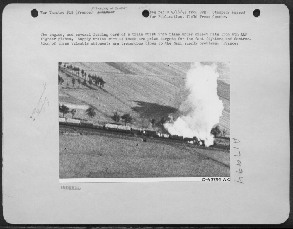 Train hit by 8th AAF planes