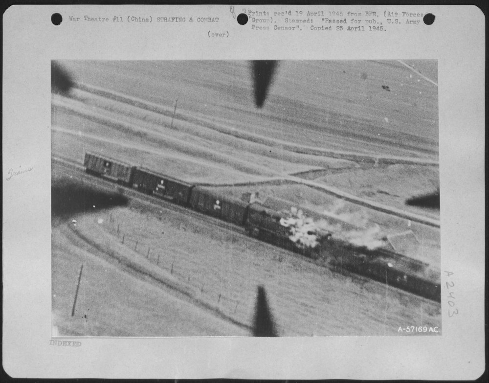 Trains stopped by P-51 Mustangs in China