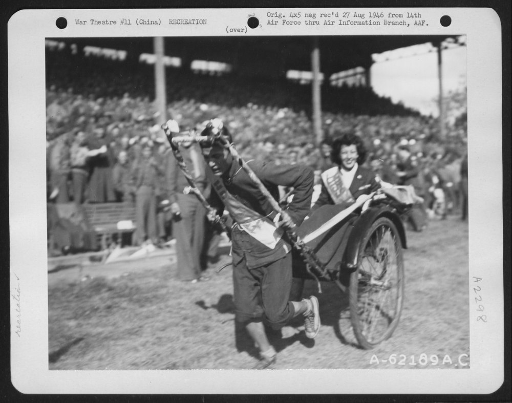 US Airfield Personnel China Ricksha Race