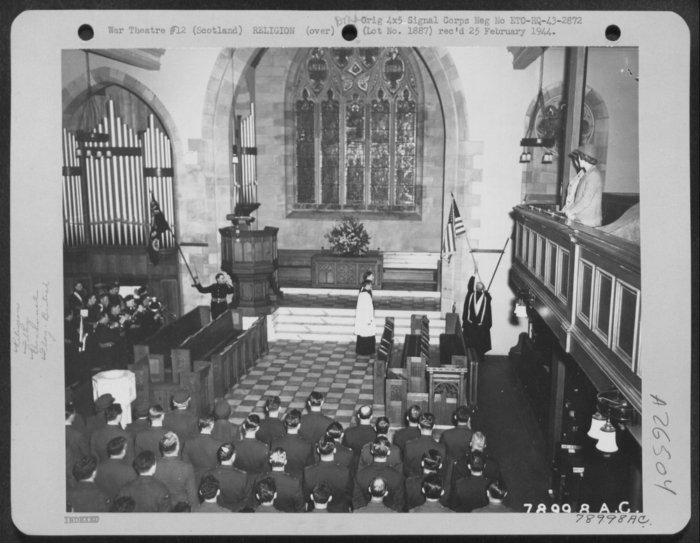 US Flag at St Cuthbert's Church Scotland
