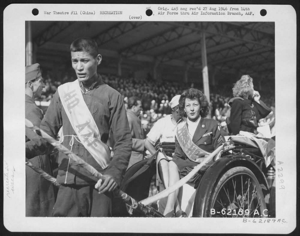 US Personnel in China Ricksha Race