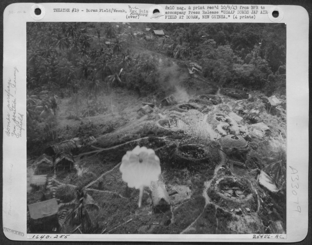 USAAF bombs Japanese airfield at Boram