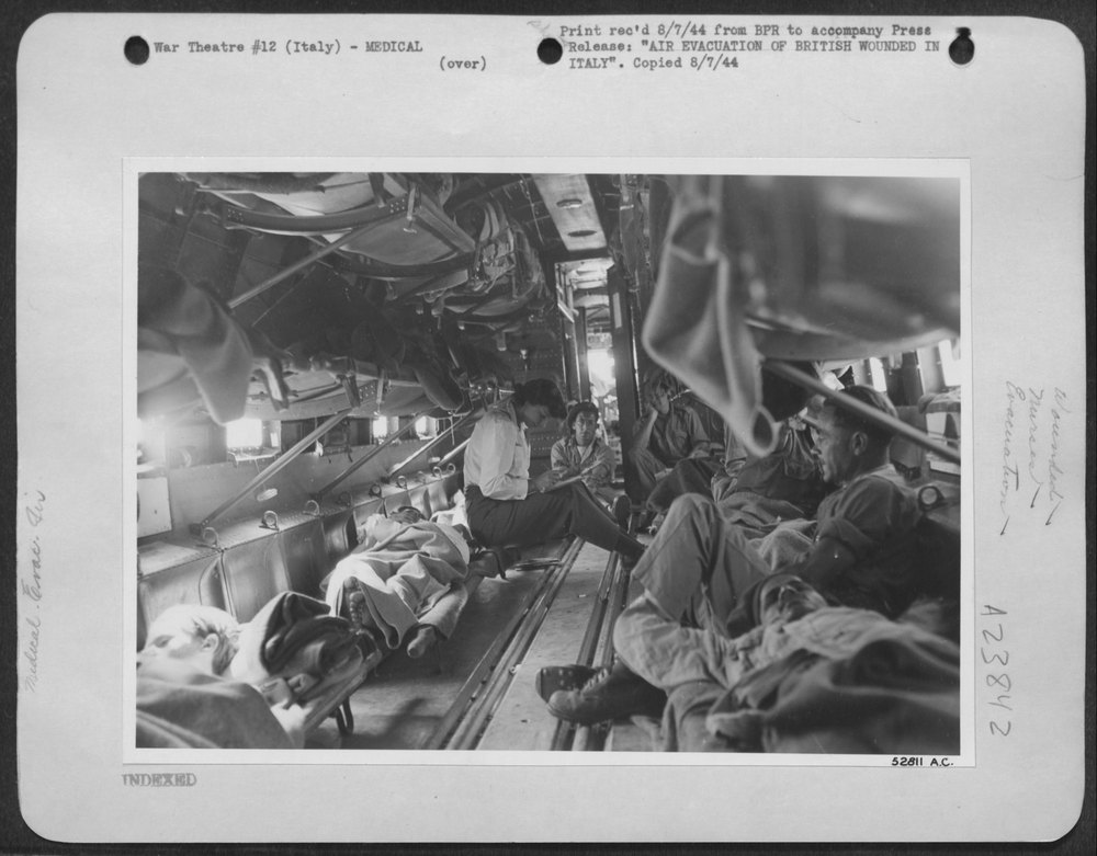 USAAF evacuating wounded British troops in Italy