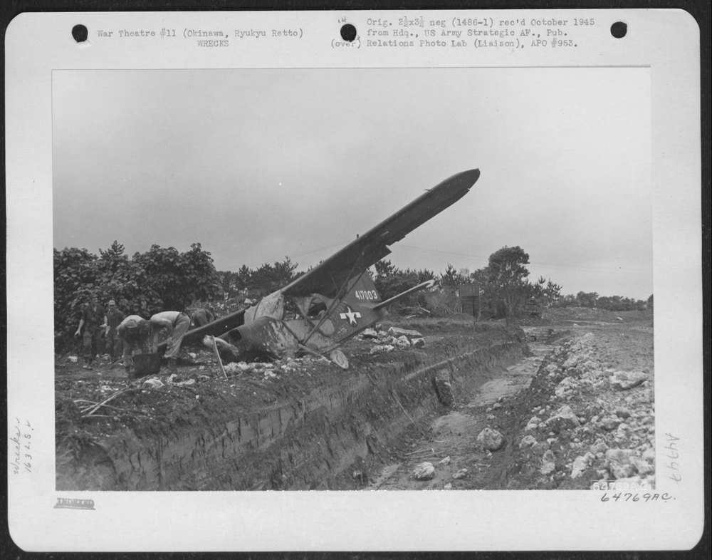 Vultee L-5 Sentinel wrecked on Okinawa