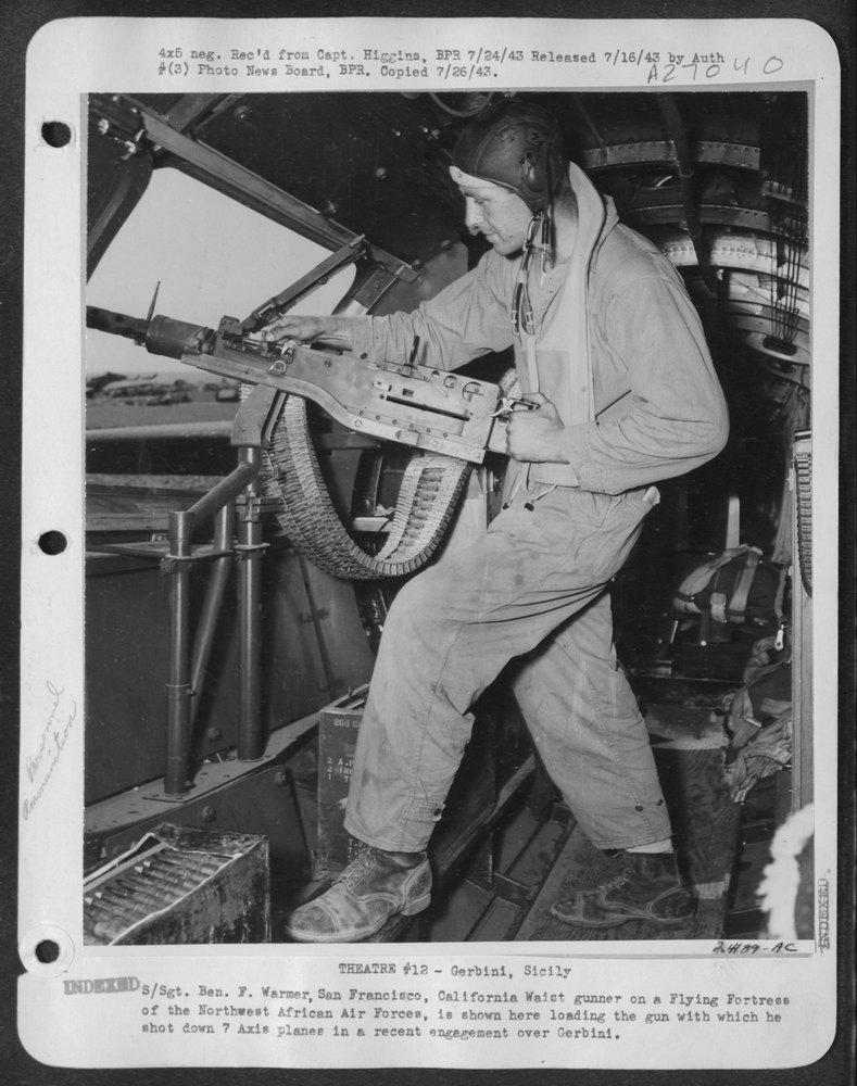 Waist gunner Ben Warmer over Gerbini