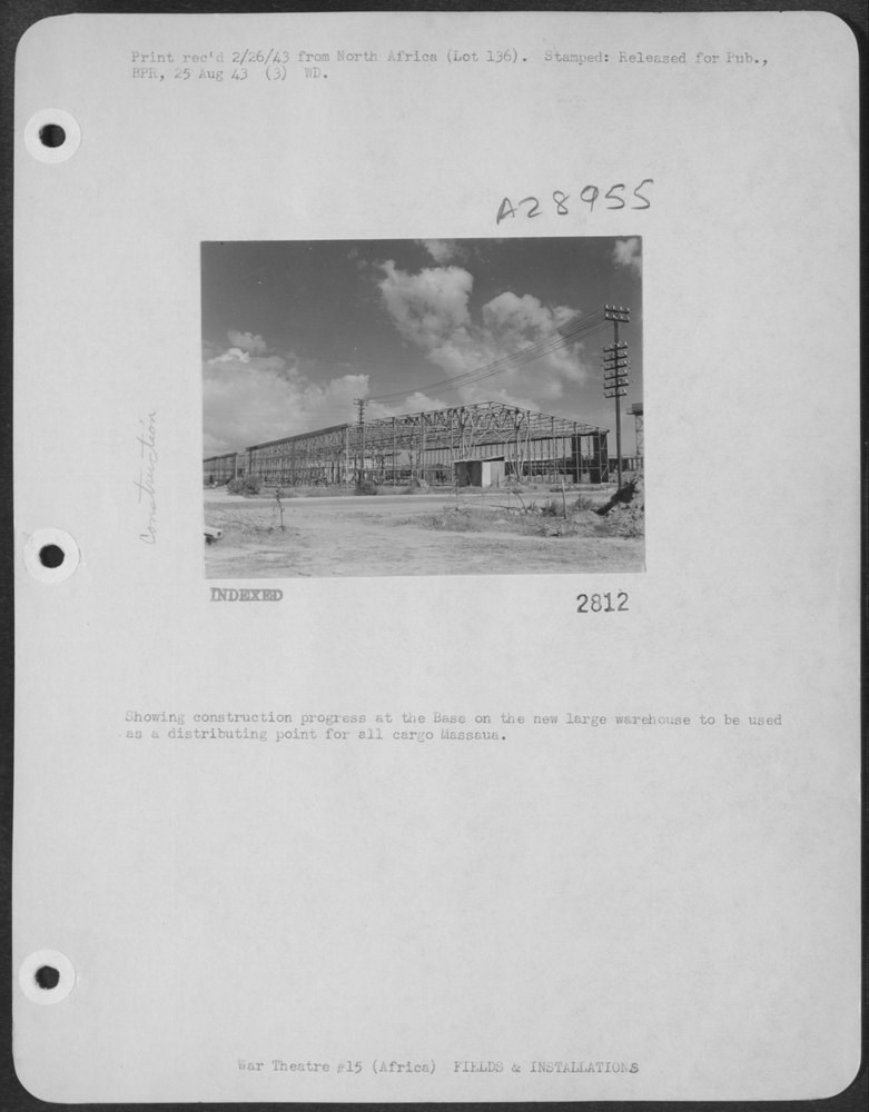 Warehouse construction at Massaua base