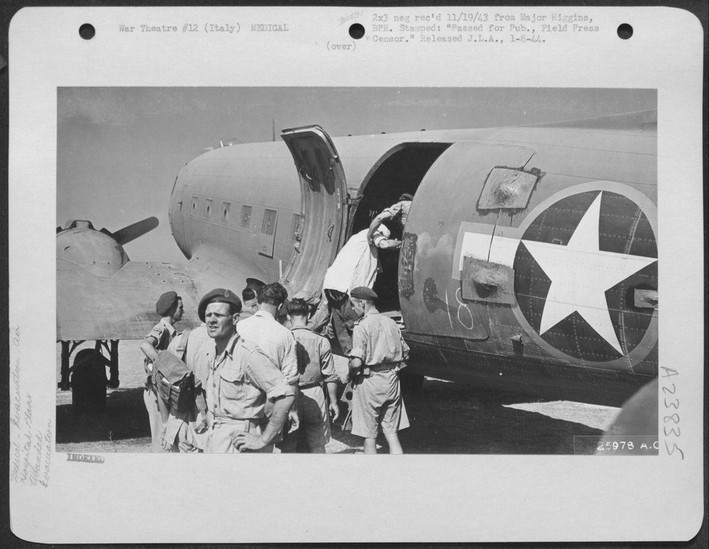 Wounded evacuated from Italian Airfield