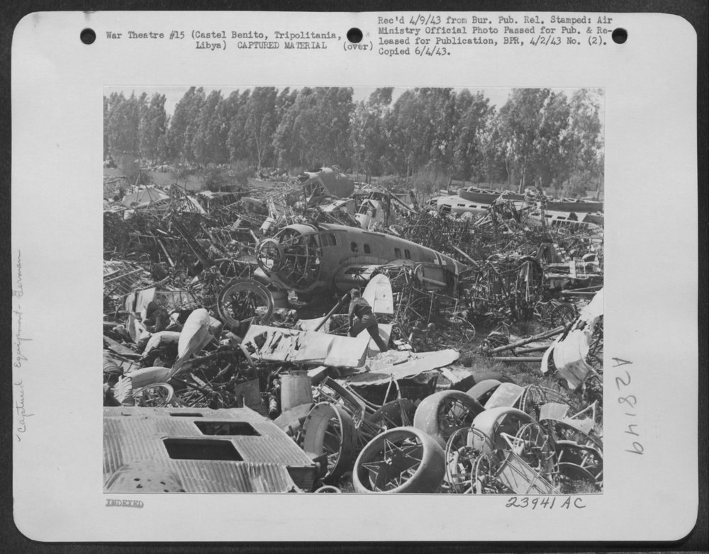 Wrecked aircraft at Castel Benito