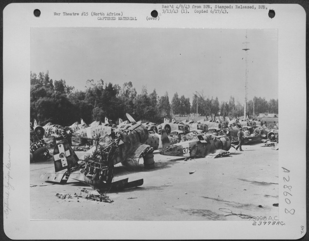 Wrecked Axis aircraft in North Africa